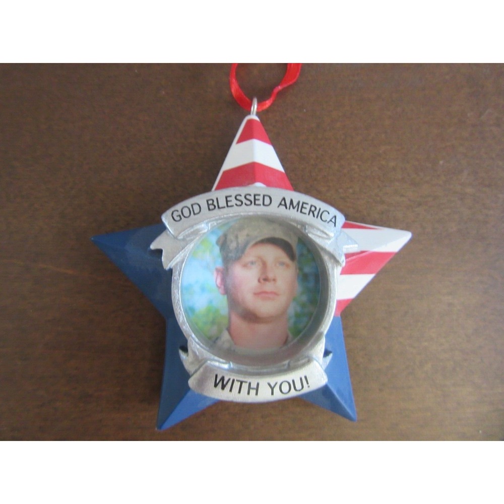 Hallmark God Blessed America with you Star Red White Blue Hanging Ornament